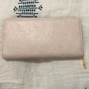 Cream/light blush zip around wallet